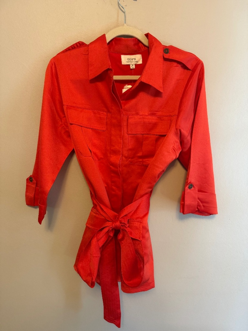 INSPR Short Utility Jacket Fiesta Red Belted Safari Jacket M NWT
